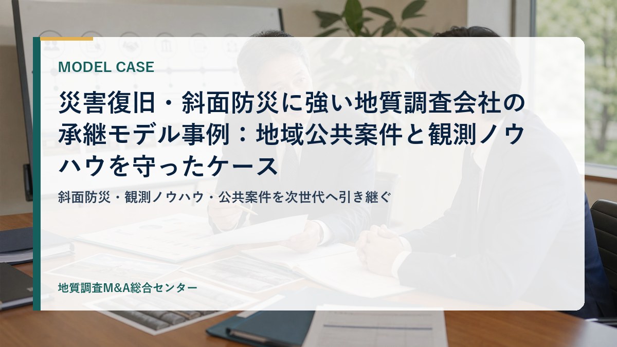 災害復旧・斜面防災に強い地質調査会社の承継モデル事例：地域公共案件と観測ノウハウを守ったケース
