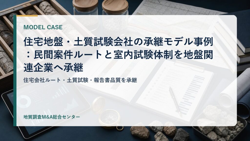 住宅地盤・土質試験会社の承継モデル事例：民間案件ルートと室内試験体制を地盤関連企業へ承継