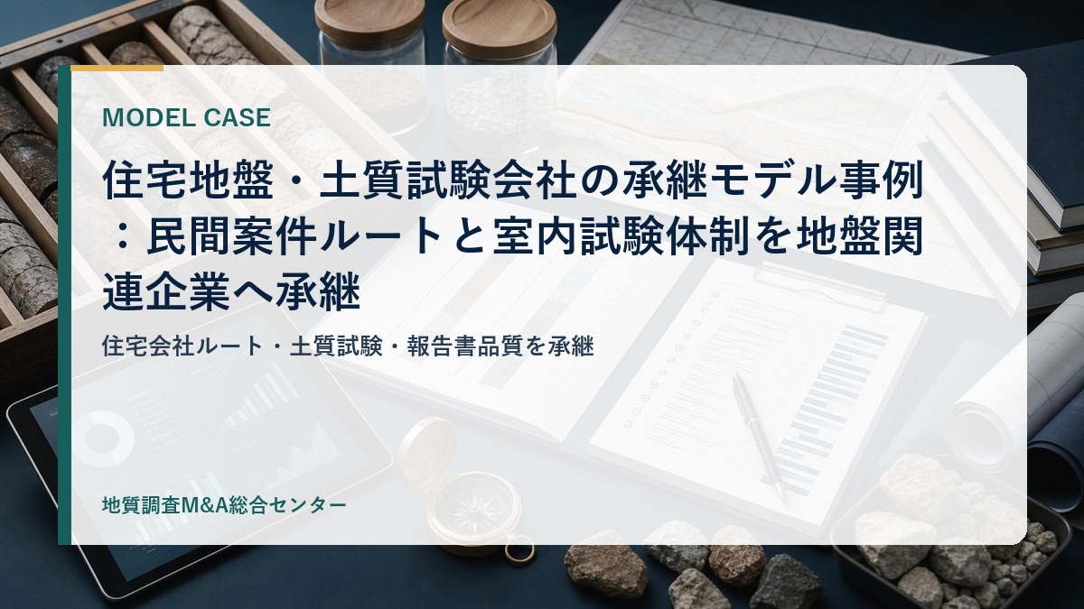 住宅地盤・土質試験会社の承継モデル事例:民間案件ルートと室内試験体制を地盤関連企業へ承継