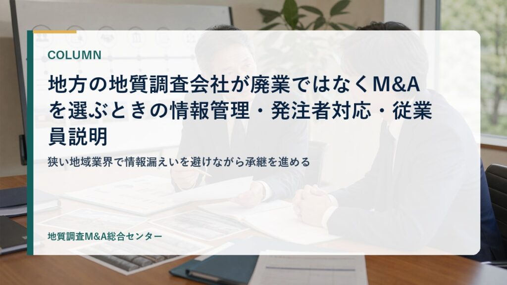 地方の地質調査会社が廃業ではなくM&Aを選ぶときの情報管理・発注者対応・従業員説明